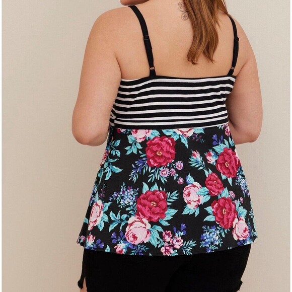 Torrid Babydoll Fabric Mix Poplin V-Neck Floral Cami Multi Women’s Plus Size 5X - Picture 12 of 12